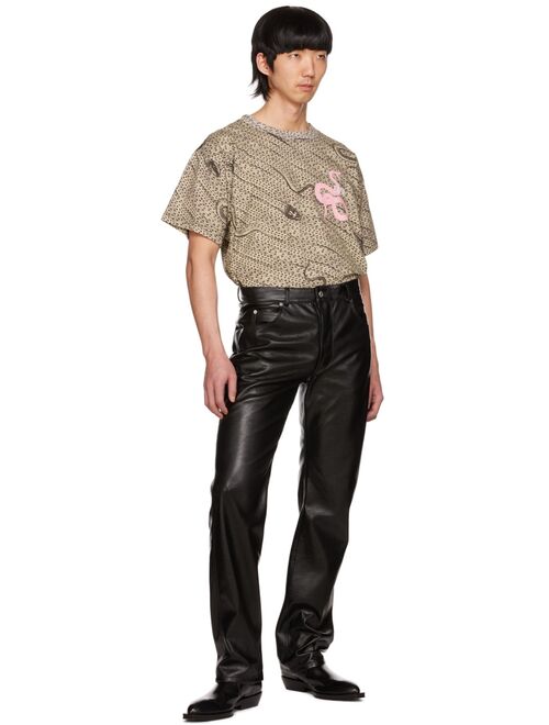 LU'U DAN SSENSE Exclusive Beige Snake Oversized Concert T-Shirt