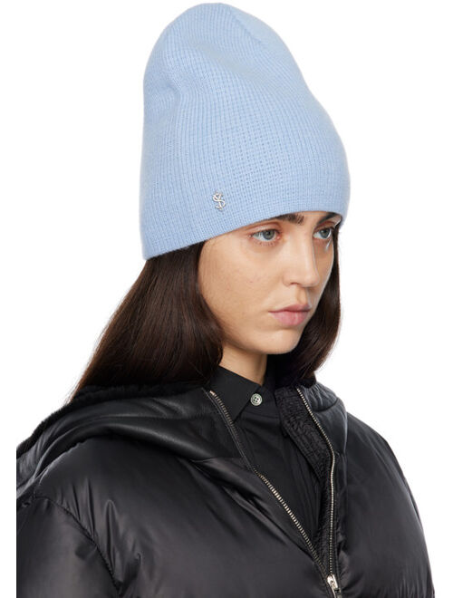 Yves Salomon SSENSE Exclusive Blue Wool & Cashmere Beanie