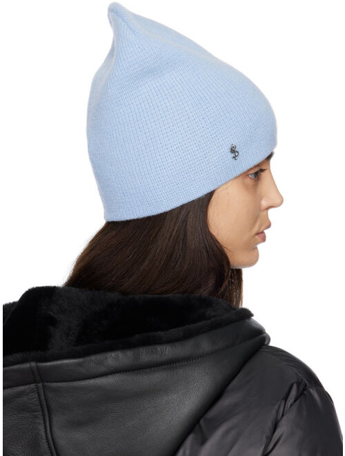 Yves Salomon SSENSE Exclusive Blue Wool & Cashmere Beanie