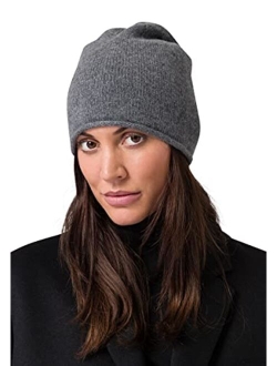 Style Republic Womens 100% Pure Cashmere Slouchy Rolled Beanie, Soft & Stretchy, Warm Ladies Hat for Winter