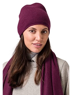 Style Republic Womens 100% Pure Cashmere Slouchy Rolled Beanie, Soft & Stretchy, Warm Ladies Hat for Winter