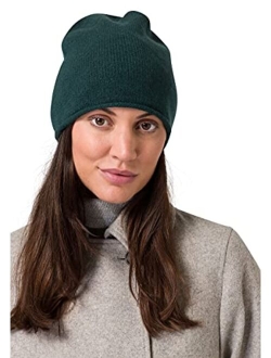 Style Republic Womens 100% Pure Cashmere Slouchy Rolled Beanie, Soft & Stretchy, Warm Ladies Hat for Winter