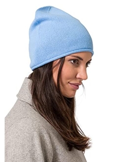 Style Republic Womens 100% Pure Cashmere Slouchy Rolled Beanie, Soft & Stretchy, Warm Ladies Hat for Winter