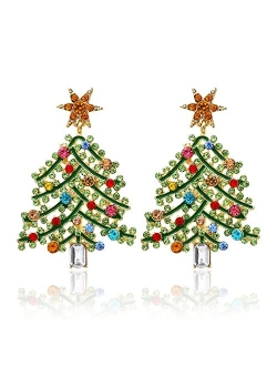 INLOLLY Christmas Earrings for Women Girls Xmas Dangle Drop Earrings Cute Holiday Earrings Jewelry Christmas Party Gift