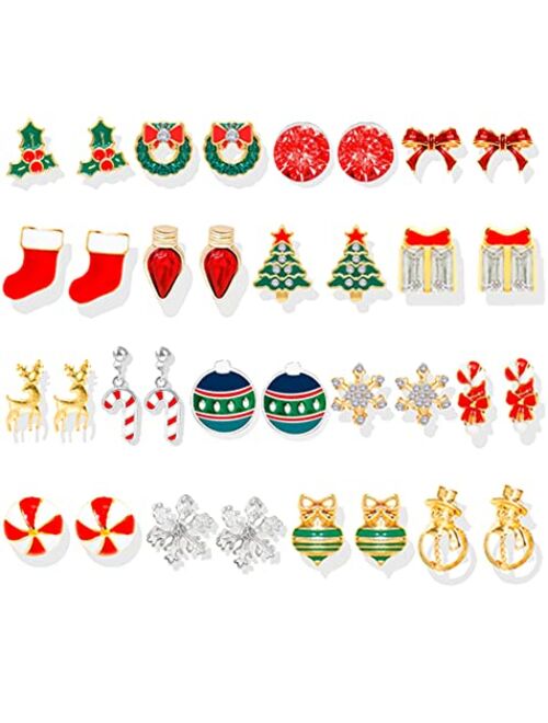 YANCHUN Christmas Earrings for Women Christmas Gift for Teen Girls Santa Candy Deer Stud Earrings for Girls Christmas Gift Ideas