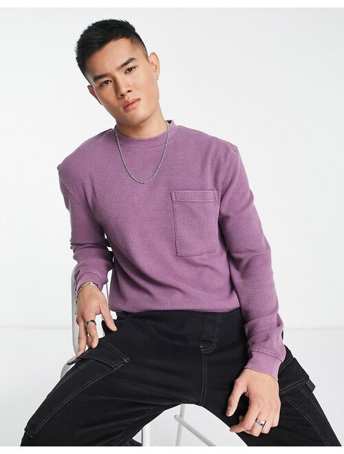 River Island textured washed t-shirt in dark purple