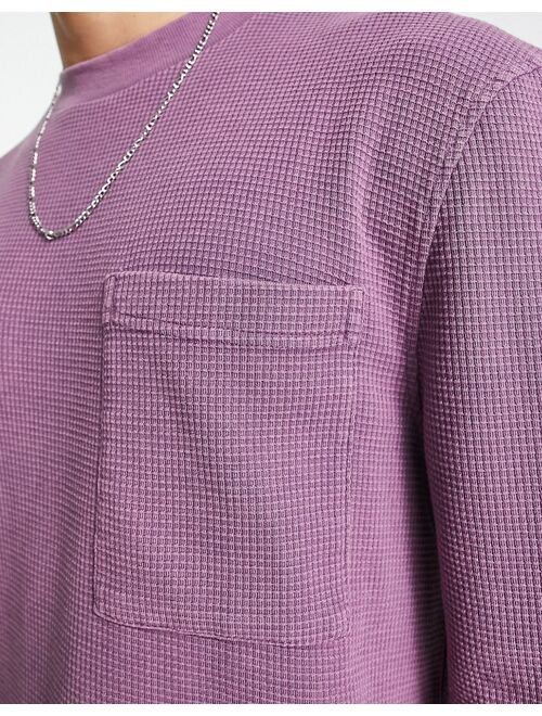 River Island textured washed t-shirt in dark purple