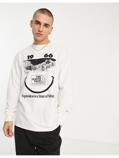 The North Face Heavyweight chest print long sleeve T-shirt in off-white