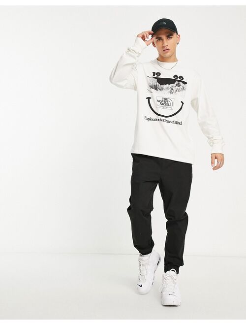 The North Face Heavyweight chest print long sleeve T-shirt in off-white