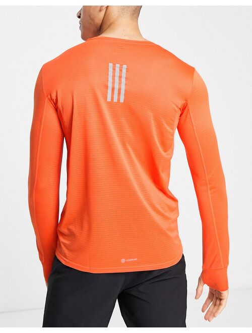 adidas performance adidas Running Own The Run long sleeve t-shirt in orange