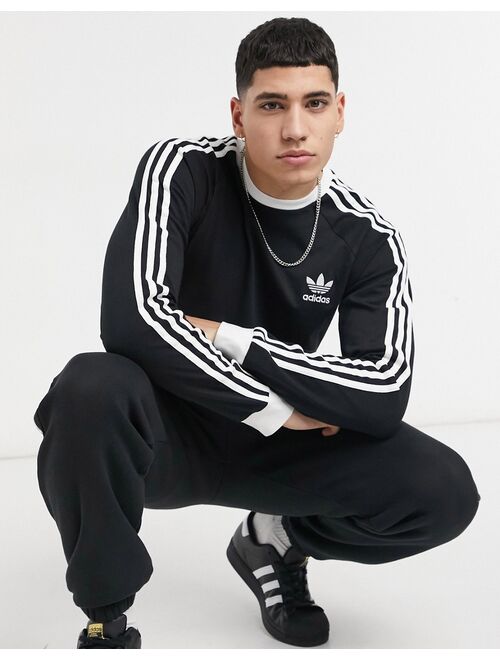 adidas Originals adicolor 3-Stripes long sleeve top in black