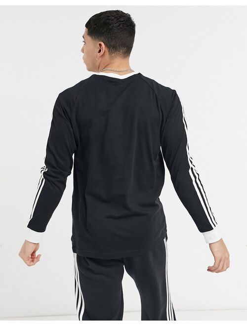 adidas Originals adicolor 3-Stripes long sleeve top in black