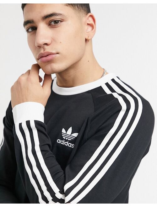 adidas Originals adicolor 3-Stripes long sleeve top in black