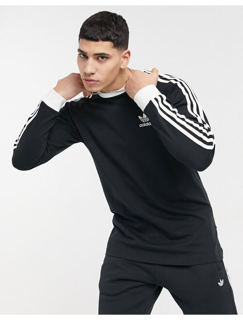 adidas Originals adicolor 3-Stripes long sleeve top in black