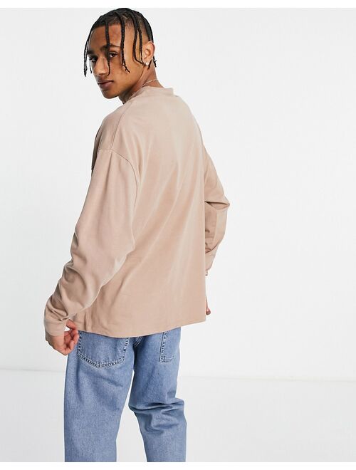 ASOS DESIGN oversized long sleeve t-shirt in light brown