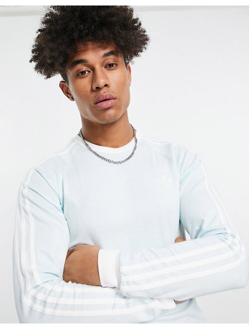 adidas Originals adicolor 3-Stripes long sleeve top in almost blue