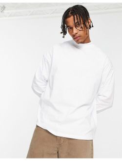 oversized long sleeve t-shirt with turtle neck in white