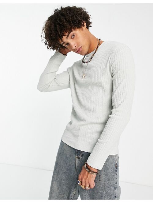 ASOS DESIGN skinny long sleeve T-shirt in light green texture