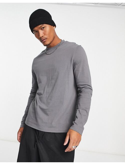 ASOS DESIGN long sleeve t-shirt with crew neck in washed black