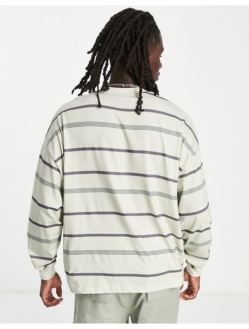 ASOS DESIGN oversized stripe long sleeve t-shirt in beige