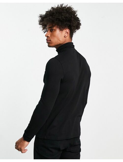 Topman roll neck long sleeve t-shirt in black