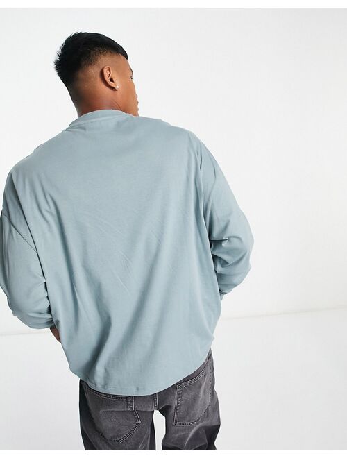 ASOS DESIGN long sleeve oversized T-shirt in gray blue