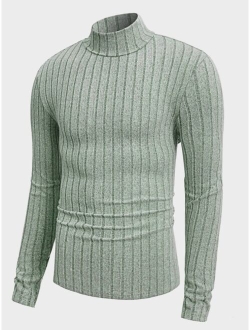 Men High Neck Ribbed Knit Tee