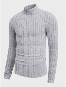 Men High Neck Ribbed Knit Tee