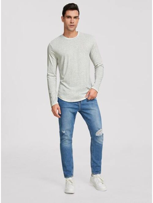 Manfinity Basics Men Heather Grey Solid Tee