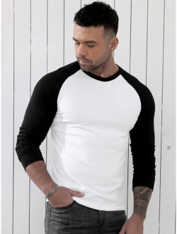 Men Contrast Raglan Sleeve Tee