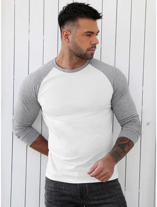 Men Contrast Raglan Sleeve Tee