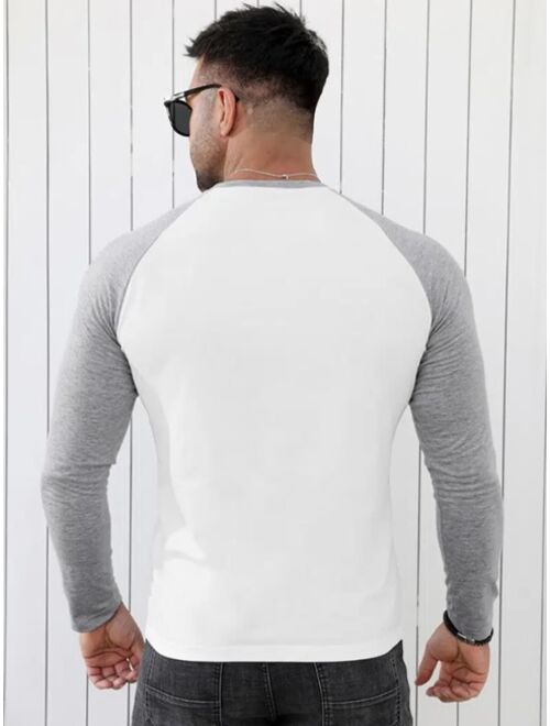 Men Contrast Raglan Sleeve Tee