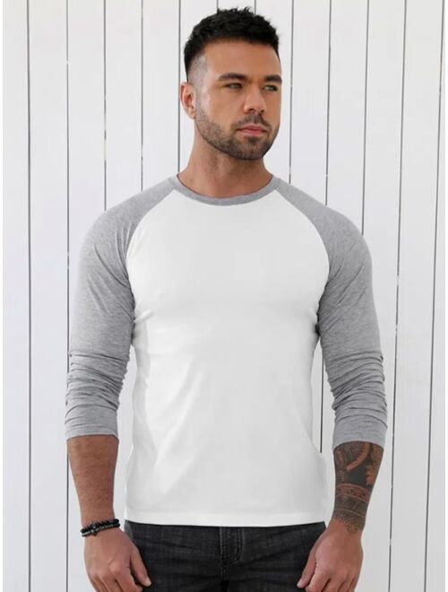 Men Contrast Raglan Sleeve Tee