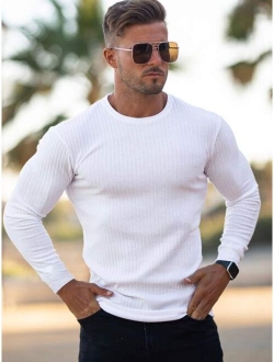 Men Solid Rib Knit Tee