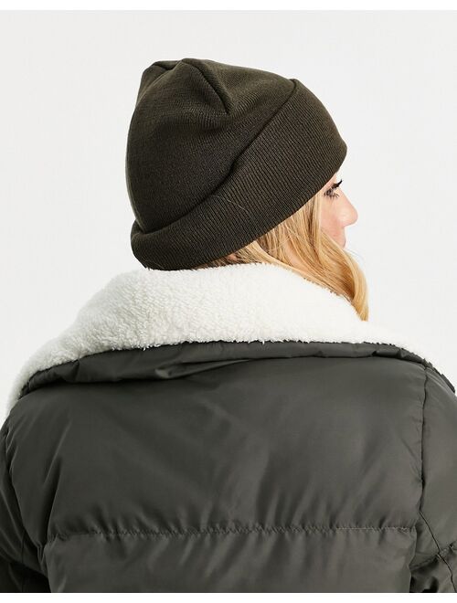 Glamorous Exclusive ribbed turn up beanie in chocolate brown