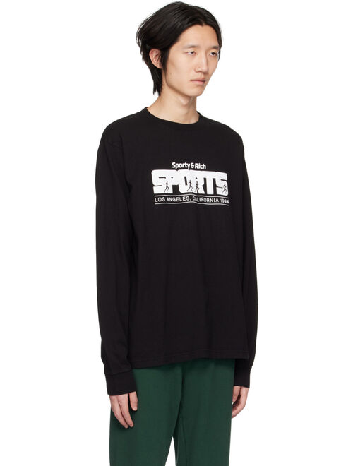 Sporty & Rich Black 'Sports' Long Sleeve T-Shirt