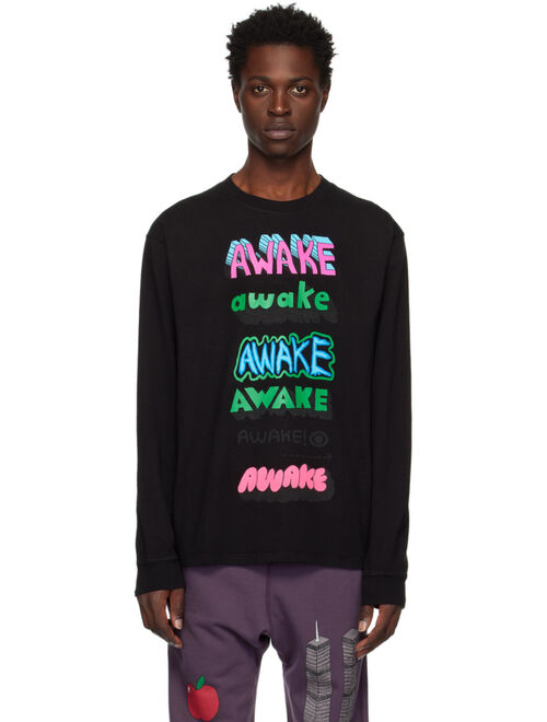 Awake NY Black Printed Long Sleeve T-Shirt