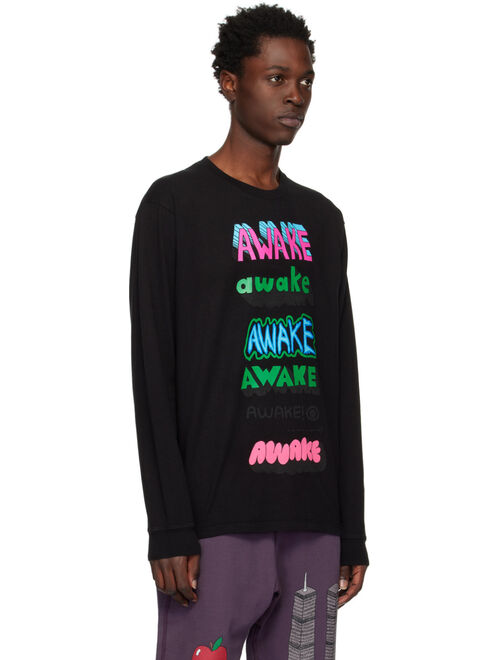 Awake NY Black Printed Long Sleeve T-Shirt