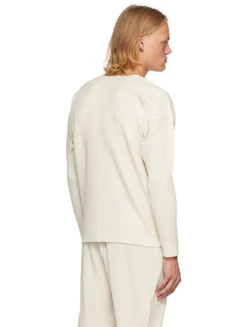 Homme Plisse Issey Miyake Off-White Crewneck Long Sleeve T-Shirt