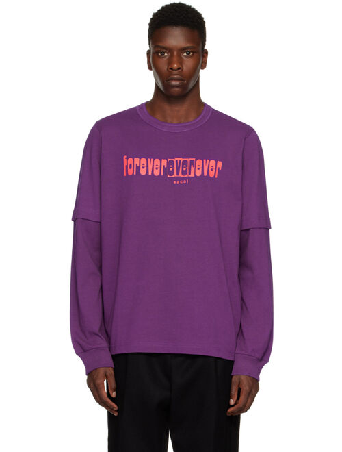 sacai Purple 'Forever Ever Ever' Long Sleeve T-Shirt