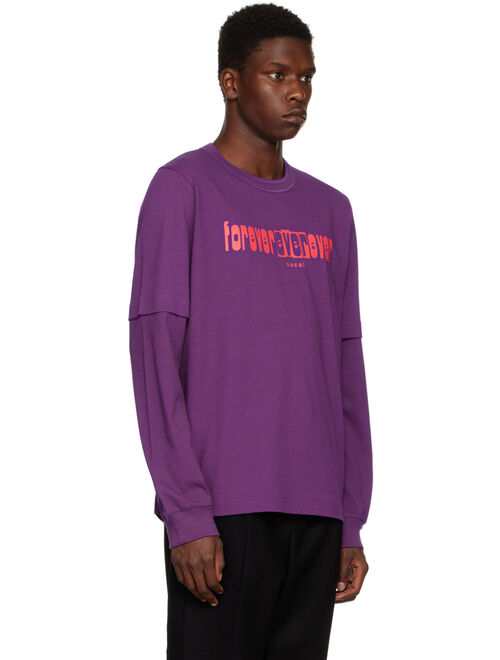 sacai Purple 'Forever Ever Ever' Long Sleeve T-Shirt