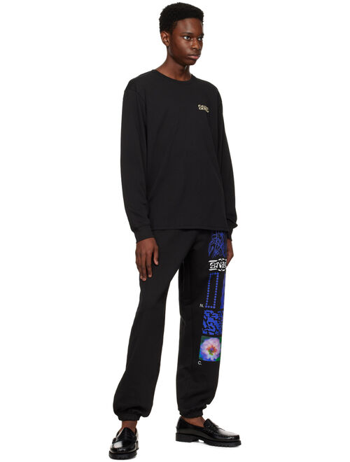 Saturdays NYC Black Saturated Flower Long Sleeve T-Shirt