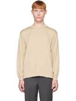 AURALEE Beige Luster Plaiting Long Sleeve T-Shirt