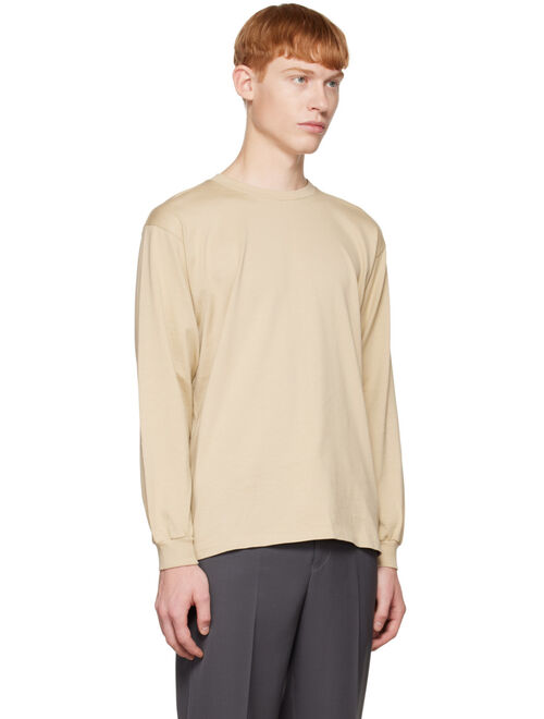 AURALEE Beige Luster Plaiting Long Sleeve T-Shirt