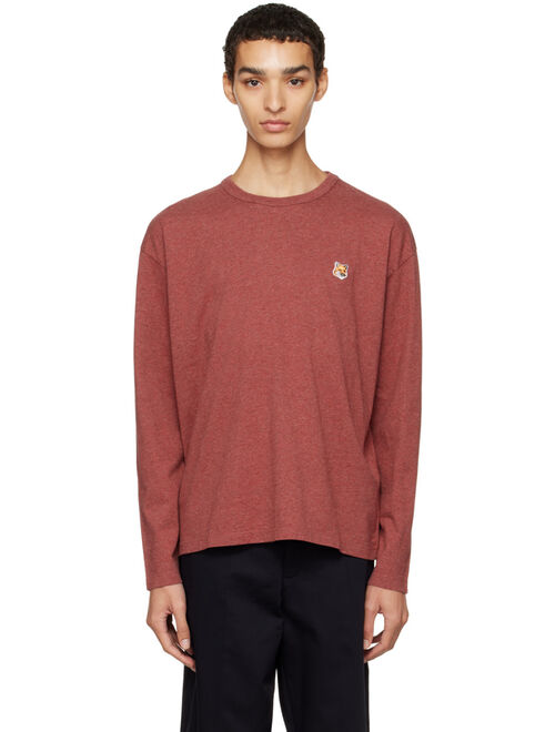 Maison Kitsune Burgundy Fox Head Long Sleeve T-Shirt