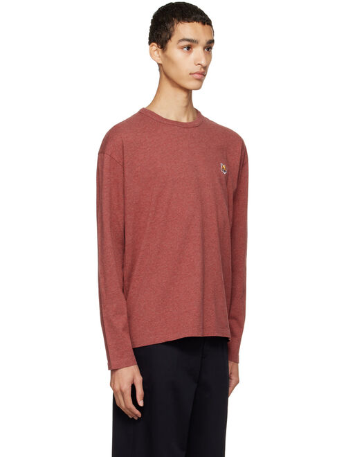 Maison Kitsune Burgundy Fox Head Long Sleeve T-Shirt