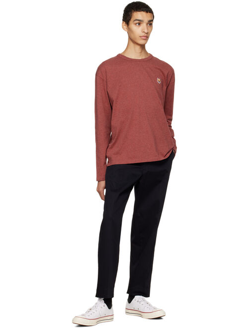 Maison Kitsune Burgundy Fox Head Long Sleeve T-Shirt