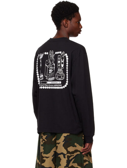 Brain Dead Black Post-Human Laboratories Long Sleeve T-Shirt