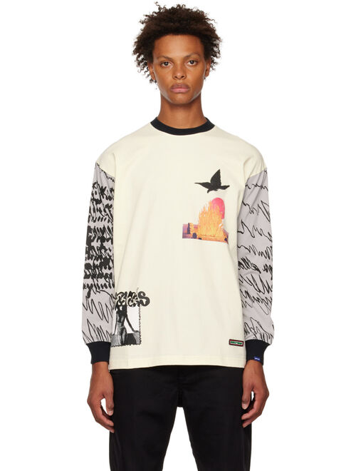 DEVA STATES Off-White Paneled Long Sleeve T-Shirt