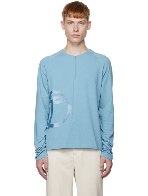 TheOpen Product SSENSE Exclusive Blue Symbol Half-Zip T-Shirt